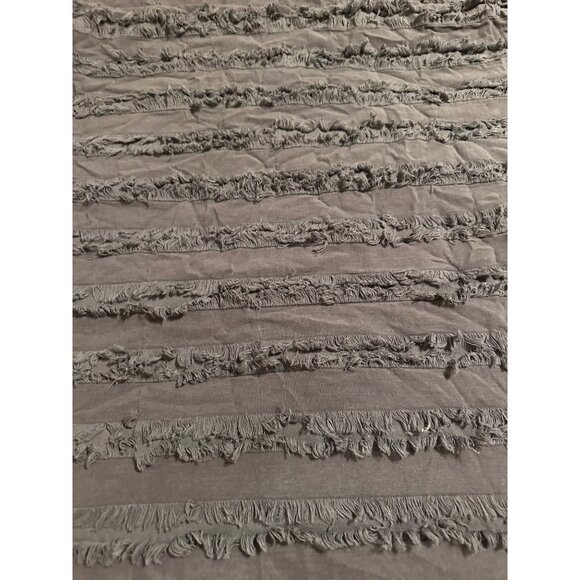 2 Decorative Grey Cotton & Linen Throw Pillow Covers  Fringe 26"x26" boho chic - Picture 2 of 8